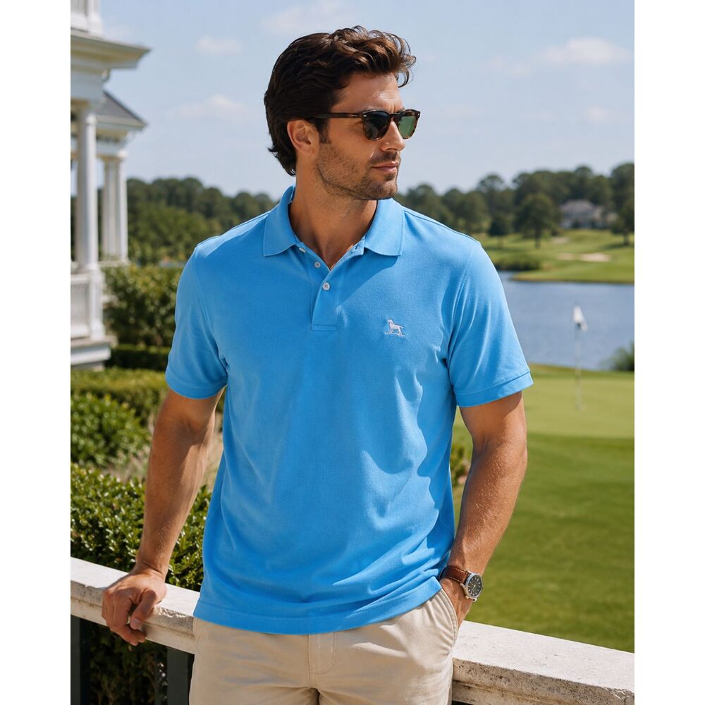 Over Under Performance Polo Shirt Carolina Blue Logo Mens Large Golf Casual